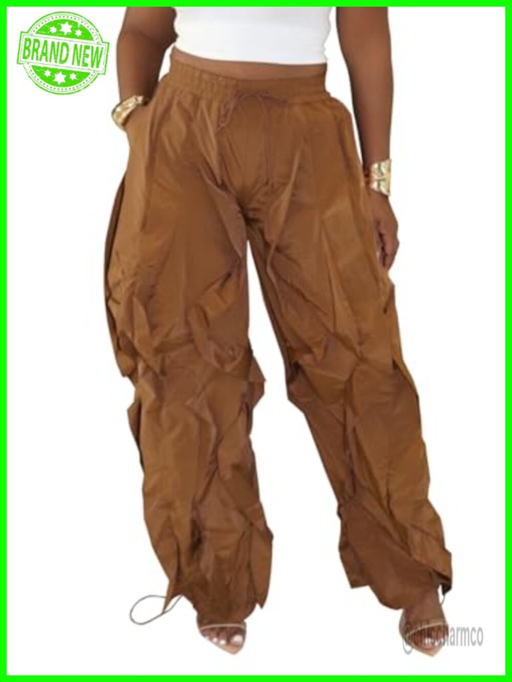 Baggy Ruffle Fringe Wide Leg Sweatpants Drawstring High Waist Jogger